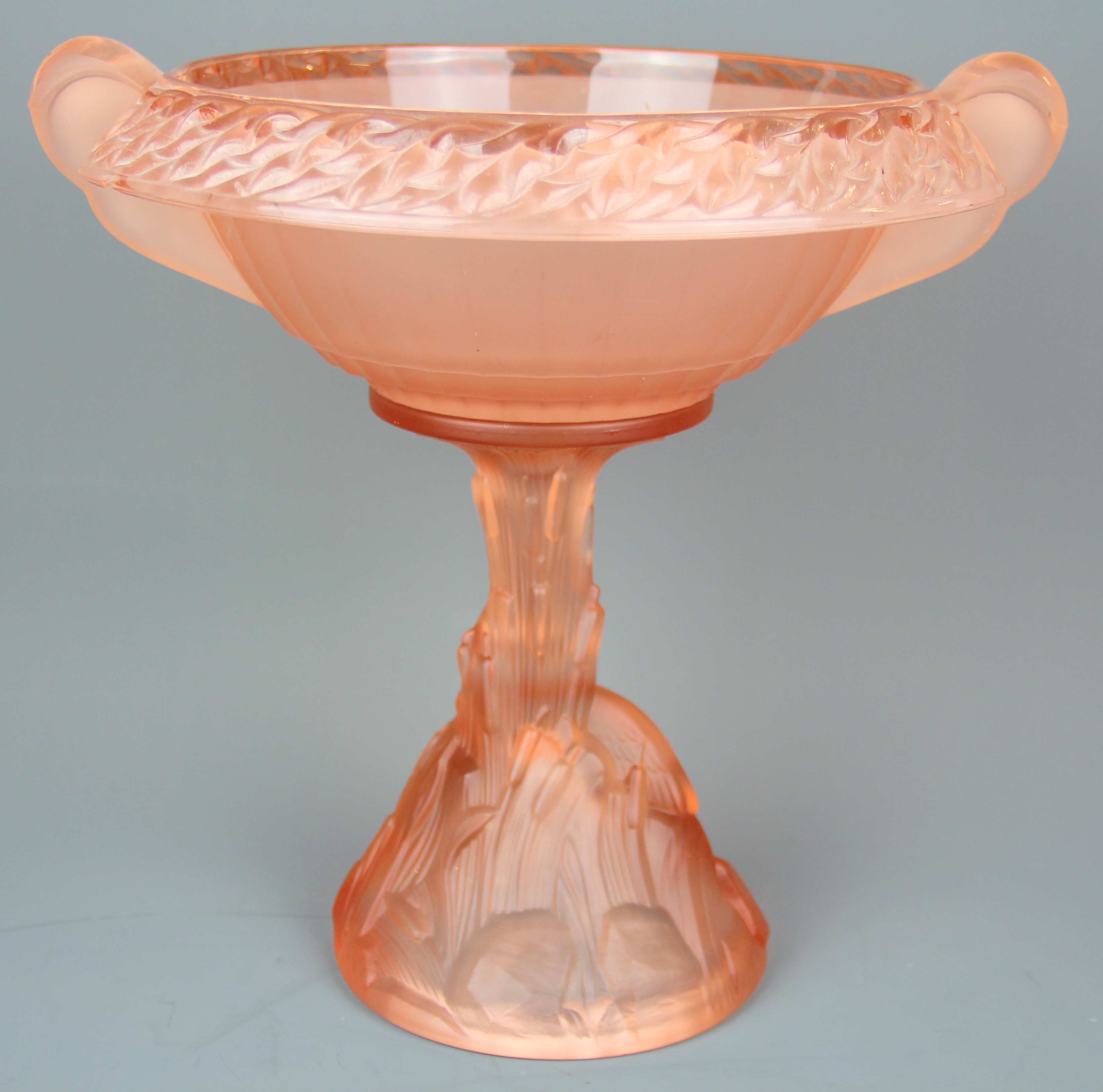 An Art Deco pink frosted glass centrepiece, H. 27cm. - Image 2 of 3