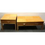 Two contemporary low tables, largest 107 x 57 x 40cm.