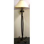 A contemporary wrought iron standard lamp, H. 155cm.