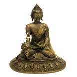 A Chinese bronze figure of the seated Buddha, H. 20cm.