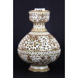 A Zsolnay pierced porcelain vase, H. 20cm, (A/F).