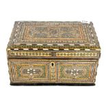 Islamic interest. A 19th Century micro-mosaic decorated wooden casket, 35 x 24 x 19cm.