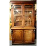 A large Victorian mahogany bookcase, W. 130cm H. 239cm.