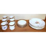 A Paragon Athena pattern coffee set and five KPM Dresden porcelain plates.