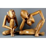 Two carved wooden sculptures, H. 42cm.