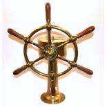 A brass ship's wheel by Browne Brothers & Co, H. 55cm.