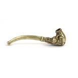 An unusual Chinese signed white metal opium pipe / cheroot holder, L. 10cm.