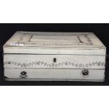 An early 19th Century (c.1820) Anglo-Indian silver mounted ivory covered box, 30 x 25 x 11cm.