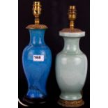 A 19th/ early 20th Century Chinese crackled glazed porcelain vase mounted as a table lamp,