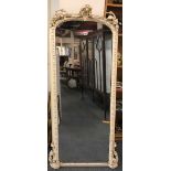 A painted early 19th century dressing mirror, W. 77cm H. 168cm.