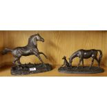 Two cold cast models of horses, tallest 24cm.