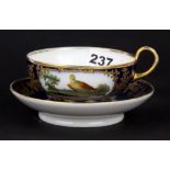 A fine early 19th Century French hand painted and gilt porcelain tea cup and saucer, c.1830,