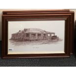 Three framed prints of colonial homesteads, framed size 55 x 40cm.