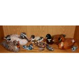 A quantity of carved and painted duck figures.
