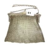 A hallmarked silver chain mail purse, W. 17cm.