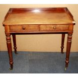 A Victorian mahogany two drawer desk, W. 91cm H. 78cm.