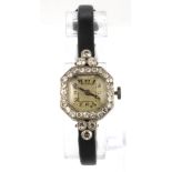 A lady's platinum (stamped platinum) cocktail watch set with brilliant and single cut diamonds,