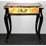A attractive single drawer Oriental style hand painted and gilt side table, W. 61cm, H. 60cm.