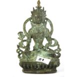 A Tibetan cast bronze figure of a seated Tara, H. 19cm.