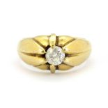 A heavy gentleman's 18ct yellow gold gypsy ring set with a brilliant cut diamond, approx. 0.65ct, (