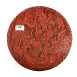 A large Chinese cinnabar lacquer box, Dia. 30cm.