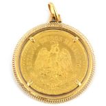 A yellow gold Estados Unidos Mexicanos 50 pesos coin, 1821 - 1947, mounted in 18ct yellow gold as