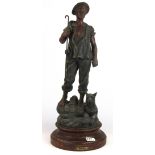 A 19th Century French painted spelter figure of a shepherd, H. 62cm.