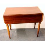 A Victorian mahogany dropleaf single drawer Pembroke table, W. 89cm.