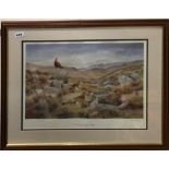 A framed limited edition 287/495 print of Red Grouse by Richard Robjent (British, b. 1937), framed
