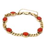 A 9ct yellow gold coral set bracelet.