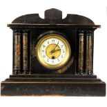 A 19th Century wooden mantle clock, H. 31cm.