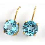 A pair of 9ct yellow gold stone set earrings, L. 1.8cm.