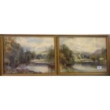 Frank Gresley (British 1855-1936). A pair of gilt framed 19th Century watercolour landscapes of