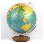 A vintage globe, H. 42cm.