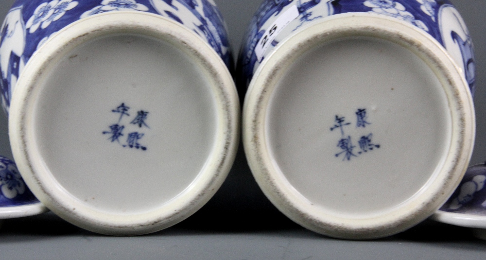 A pair of 19th Century Chinese hand painted porcelain vases and covers, H. 36cm. - Image 2 of 2