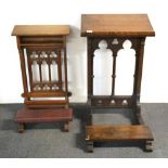 Two Victorian carved oak Prie-dieu, tallest H. 89cm.