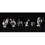 Six boxed Swarovski crystal farm animals, tallest 4.5cm.