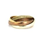 A 9ct tri-colour gold Russian wedding ring, (P.5).