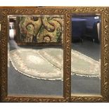 A pair of large gilt framed mirrors, size 76 x 106cm.