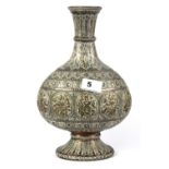A hammered silver decorated Eastern bronze vase, H. 29cm.