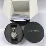 A gent's Citizen stainless steel eco drive wrist watch.