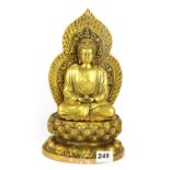 A gilt bronze figure of the seated Buddha, H. 18cm.