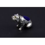 A Sterling silver bulldog pin cushion, H. 2.5cm.