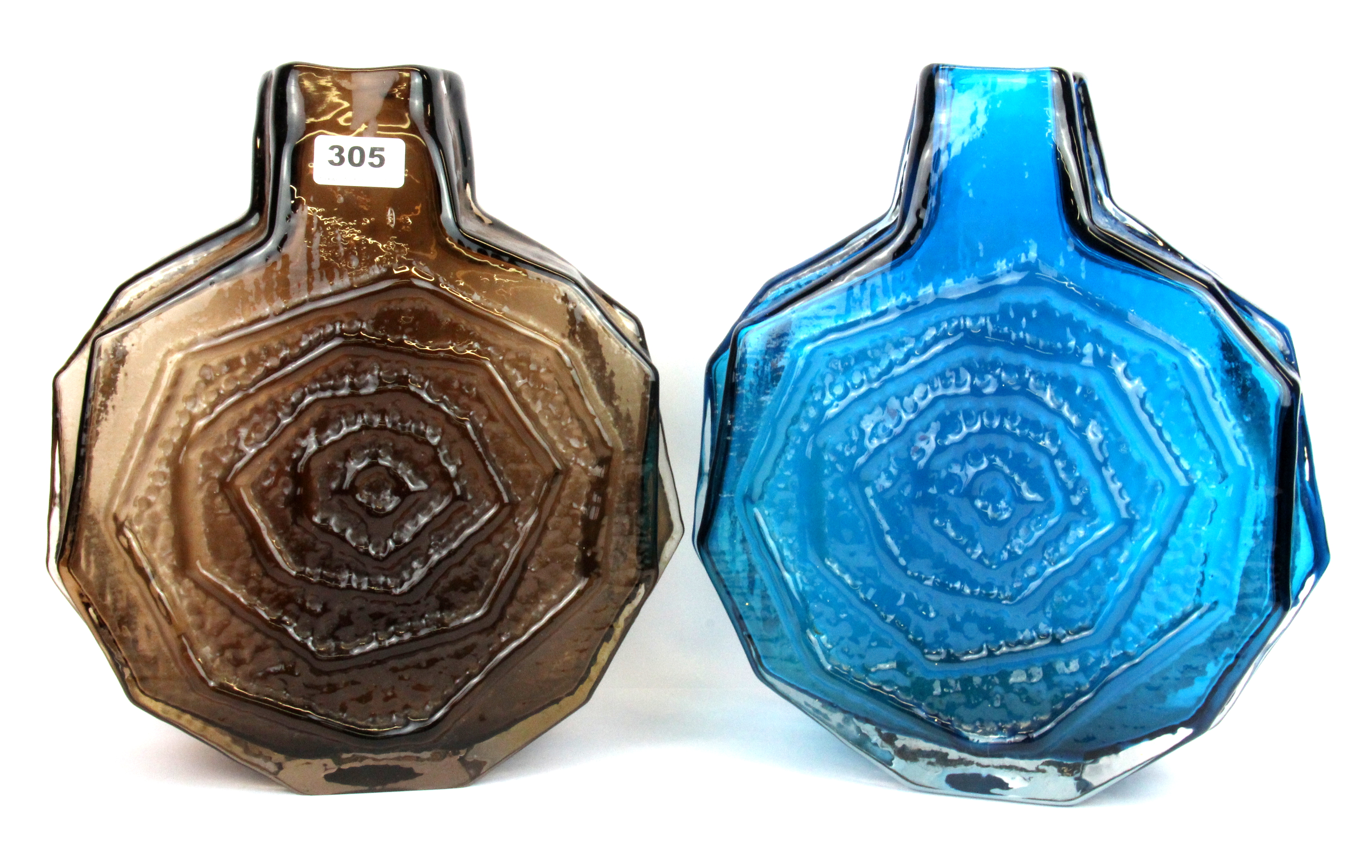 Two large Whitefriars glass vases, H. 32cm.