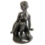 An early 20th Century signed bronze figure of Leda and the swan, Gilroy Roberts, H. 30cm.