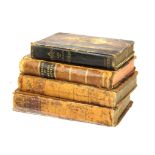 Four early mixed leather bound volumes including 'The Mariner's Chronicle' 1805, 'The life of
