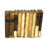 Ten volumes on travel of 'Mavor's voyages' 1792. H. 15cm.