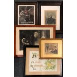 A quantity of framed Victorian prints and photographs.