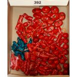 A large quantity of mixed coral beads.