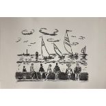 A small group of pencil sketches, lithographs and prints, largest 56 x 38cm. Prov. Private West